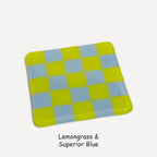 Fused Glass Coaster - Handcrafted Chequered Design from Cornwall by David Perry Glass & Ceramics (10cm-chequered-dual-colour-coaster-oceanside-collection)