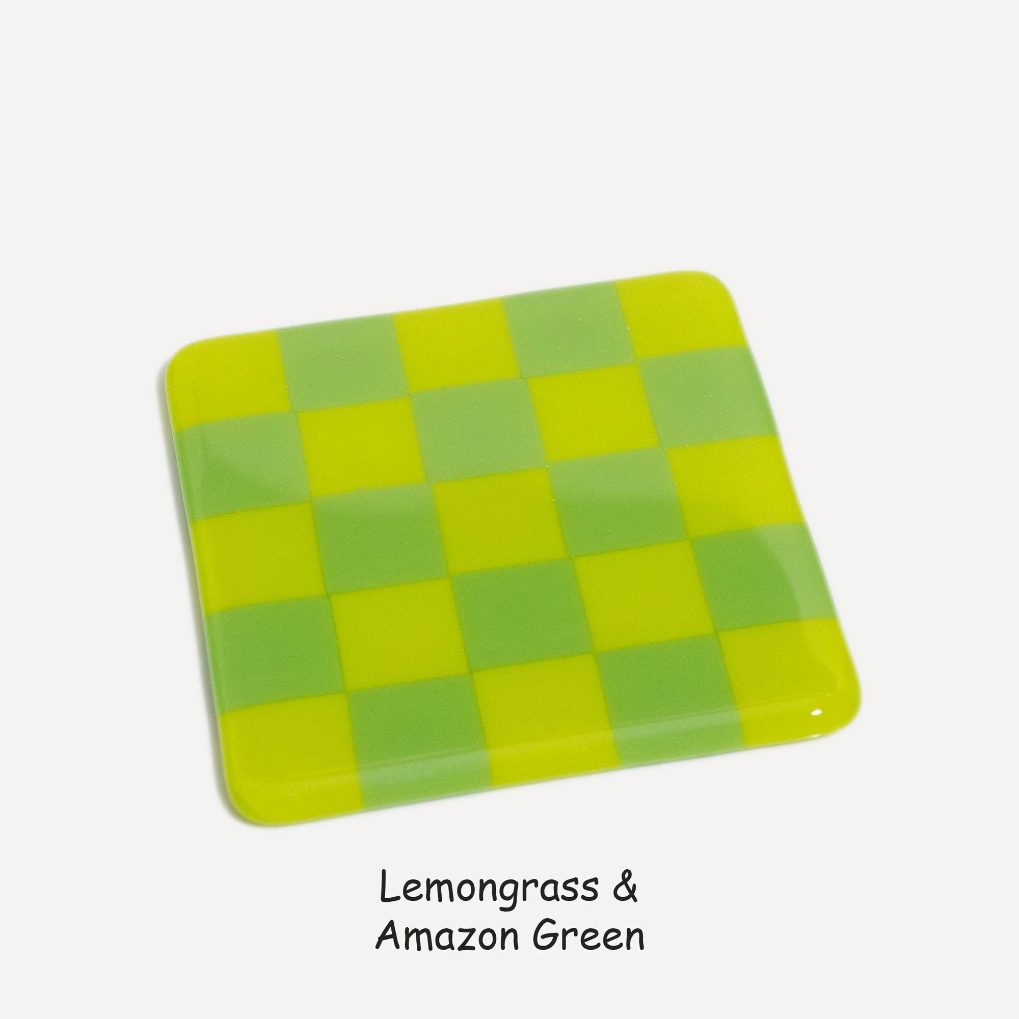 Fused Glass Coaster - Handcrafted Chequered Design from Cornwall by David Perry Glass & Ceramics (10cm-chequered-dual-colour-coaster-oceanside-collection)