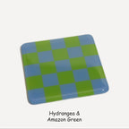 Fused Glass Coaster - Handcrafted Chequered Design from Cornwall by David Perry Glass & Ceramics (10cm-chequered-dual-colour-coaster-oceanside-collection)