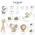 Watercolor Safari Animals Wall Decals, Removable Nursery Decor