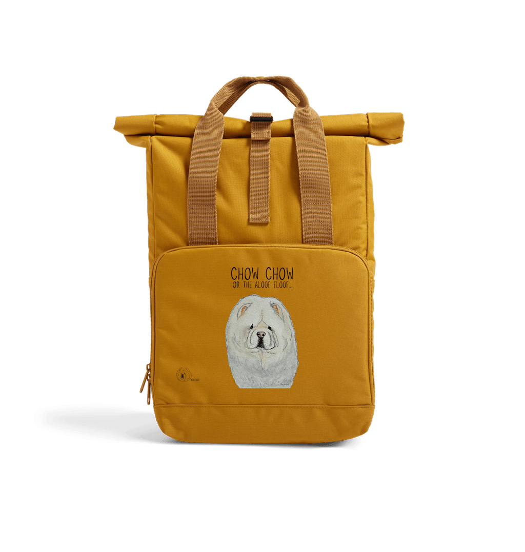 Cream Chow Chow Chic: Aloof Floof Roll-Top Backpack