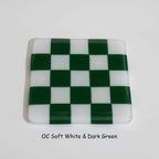 Glass Coasters – Handmade Chequered Design from Cornwall by David Perry Glass & Ceramics (10cm-chequered-soft-white-colour-coaster-oceanside-collection)