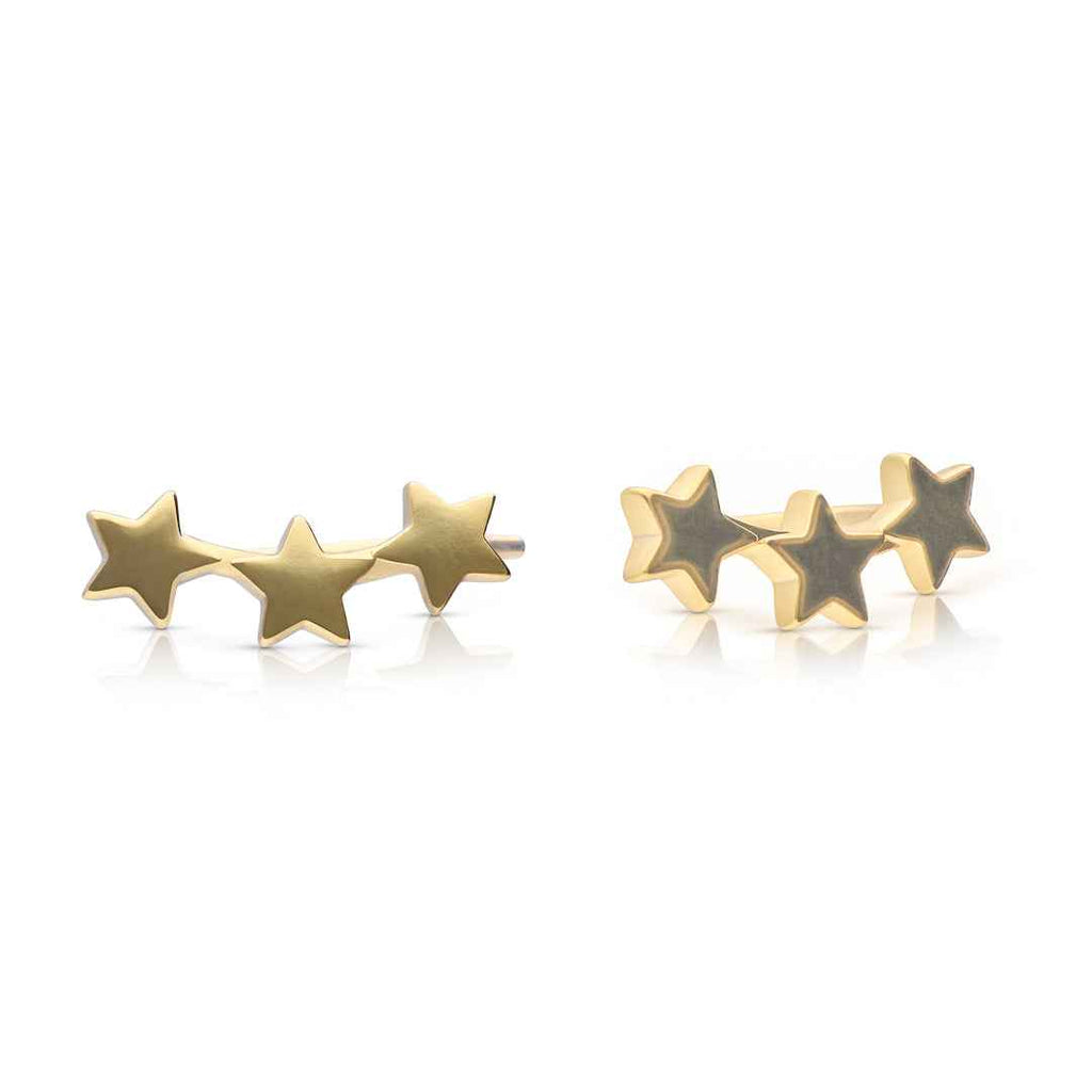 Diamonfire Plain Triple Star Crawler Earrings