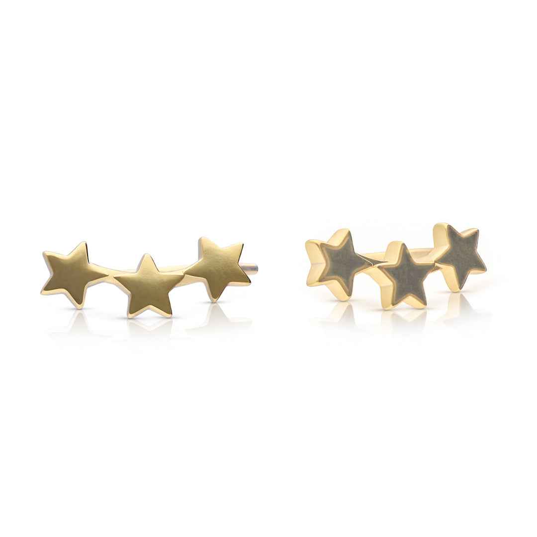 Diamonfire Plain Triple Star Crawler Earrings