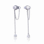 Diamonfire Stud Earrings with Zirconia Chain Drop