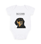 Mischievous Hot Dog Baby Bodysuit – Too Cute to Handle! Black & Tan Dachshund
