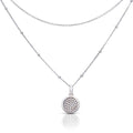 Diamonfire Layered Ball Chain Necklace with Pave Zirconia Pendant