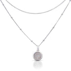 Diamonfire Layered Ball Chain Necklace with Pave Zirconia Pendant