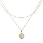 Diamonfire Layered Ball Chain Necklace with Pave Zirconia Pendant