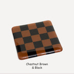 Fused Glass Coaster - Handcrafted Chequered Design from Cornwall by David Perry Glass & Ceramics (10cm-chequered-dual-colour-coaster-oceanside-collection)