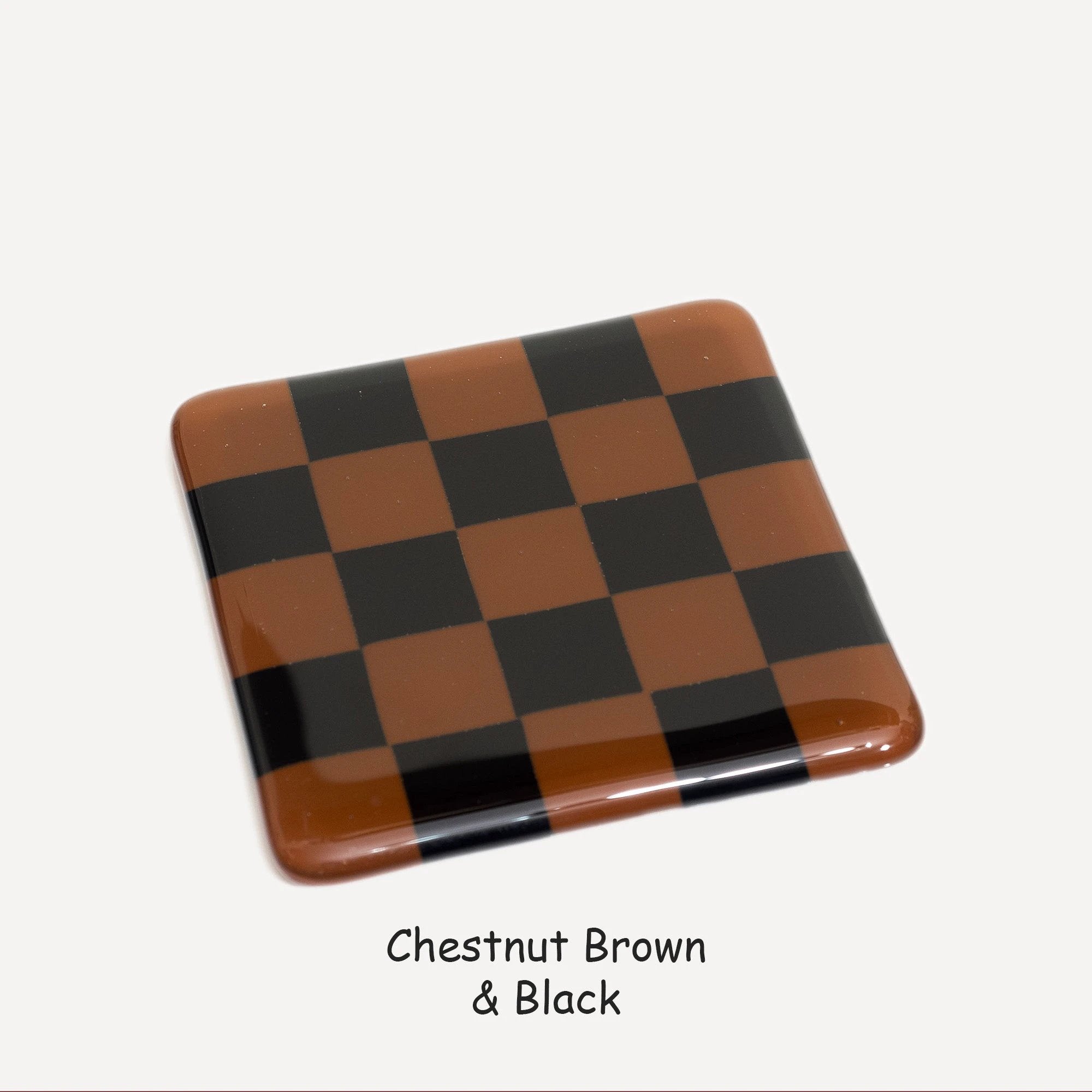 Fused Glass Coaster - Handcrafted Chequered Design from Cornwall by David Perry Glass & Ceramics (10cm-chequered-dual-colour-coaster-oceanside-collection)