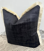 The Couture Cushion - The Black Dolce Fringed In Ivory - Style No. 134
