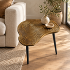 Brass Clover Side Table | Etched Top & Black Iron Legs