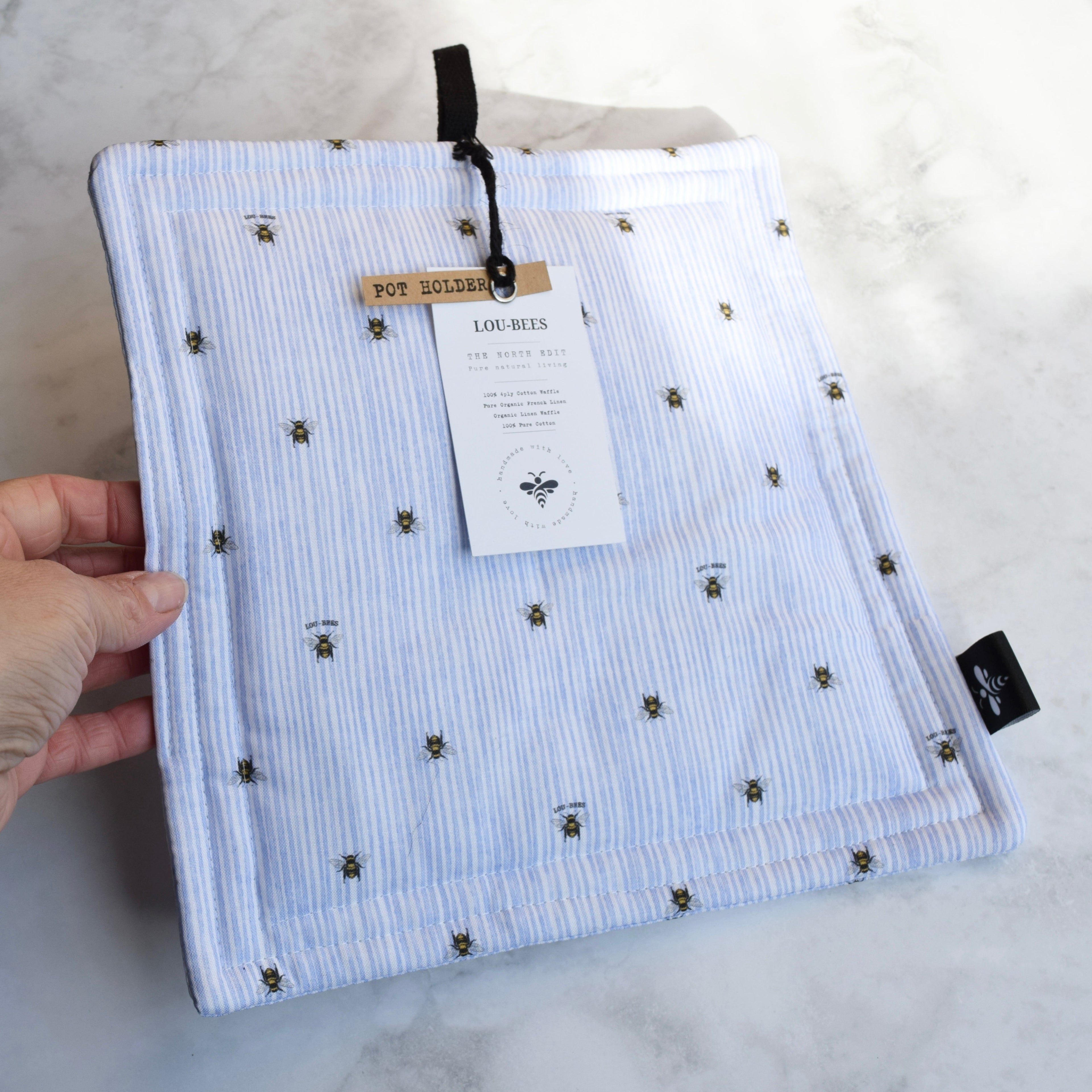 Blue Bee Pot Holder