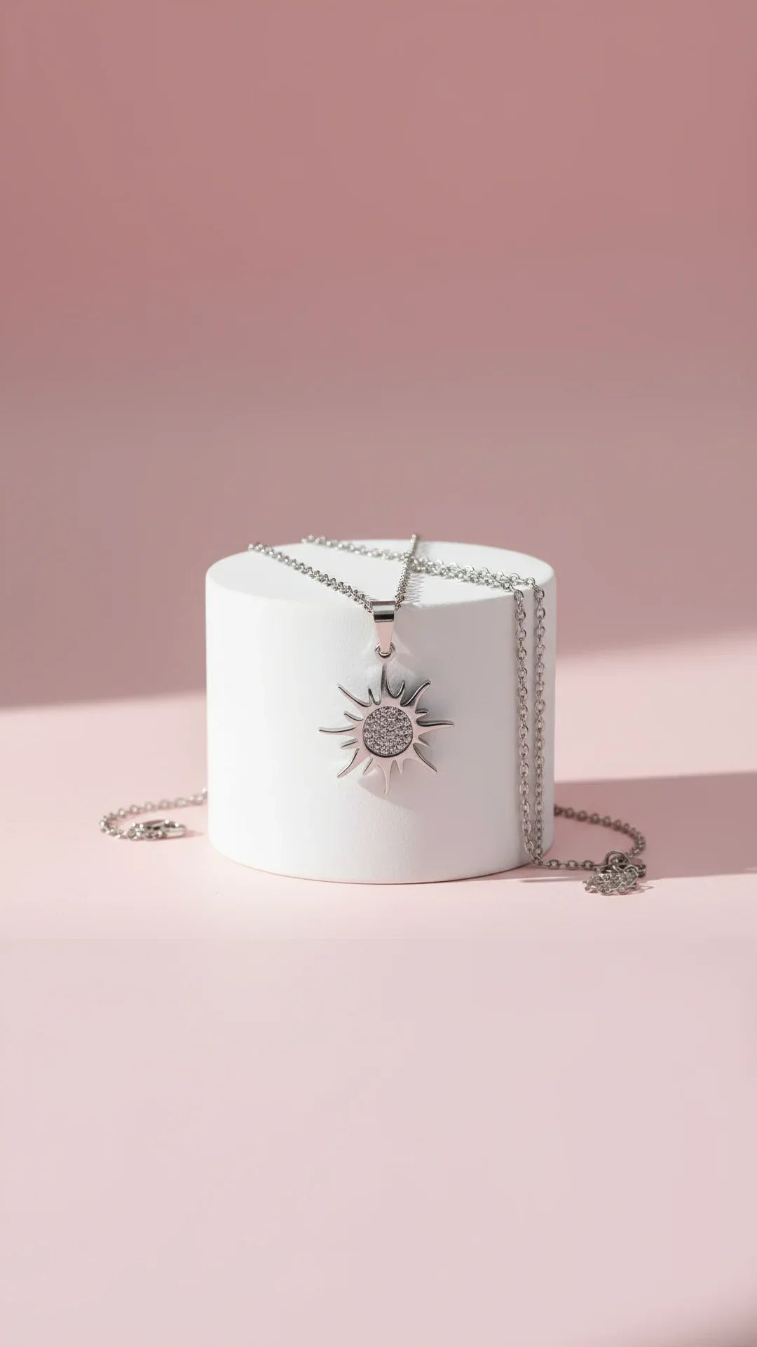 Pavé Crystal Sun Pendant Necklace