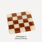 Fused Glass Coaster - Handcrafted Chequered Design from Cornwall by David Perry Glass & Ceramics (10cm-chequered-dual-colour-coaster-oceanside-collection)