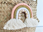 Pastel gold Macrame rainbow basket - large