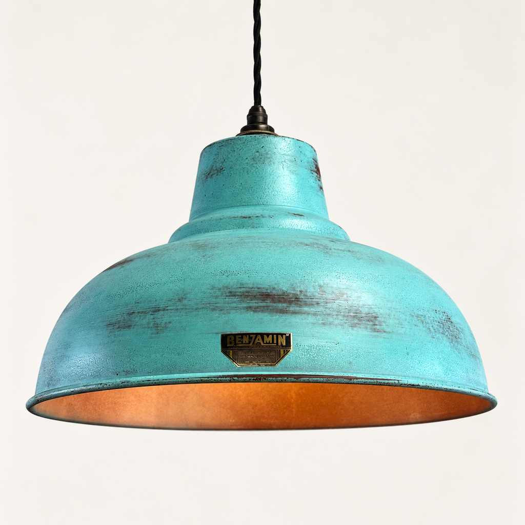 Salthouse XL Copper Verdigris Patina Lampshade Pendant Light - 14.5 Inch