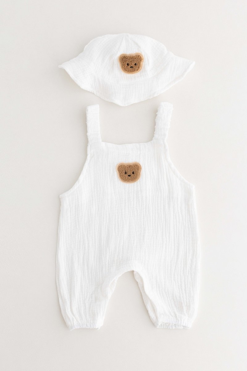 The Bear Set Hat & Romper White
