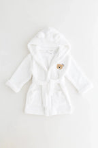 COZY Bear Hooded Dressing Gown Bear Ears - White