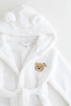 COZY Bear Hooded Dressing Gown Bear Ears - White