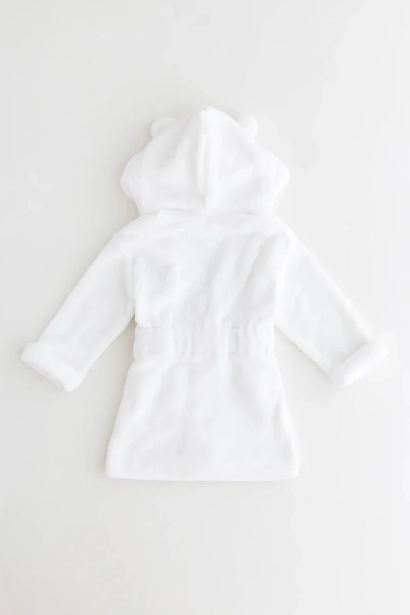 COZY Bear Hooded Dressing Gown Bear Ears - White