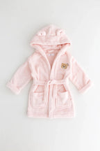 COZY Bear Hooded Dressing Gown Bear Ears - Pink