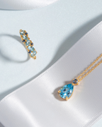 Blue Sapphire & Blue Topaz Pear Cut Pendant Necklace in 18k Gold Vermeil