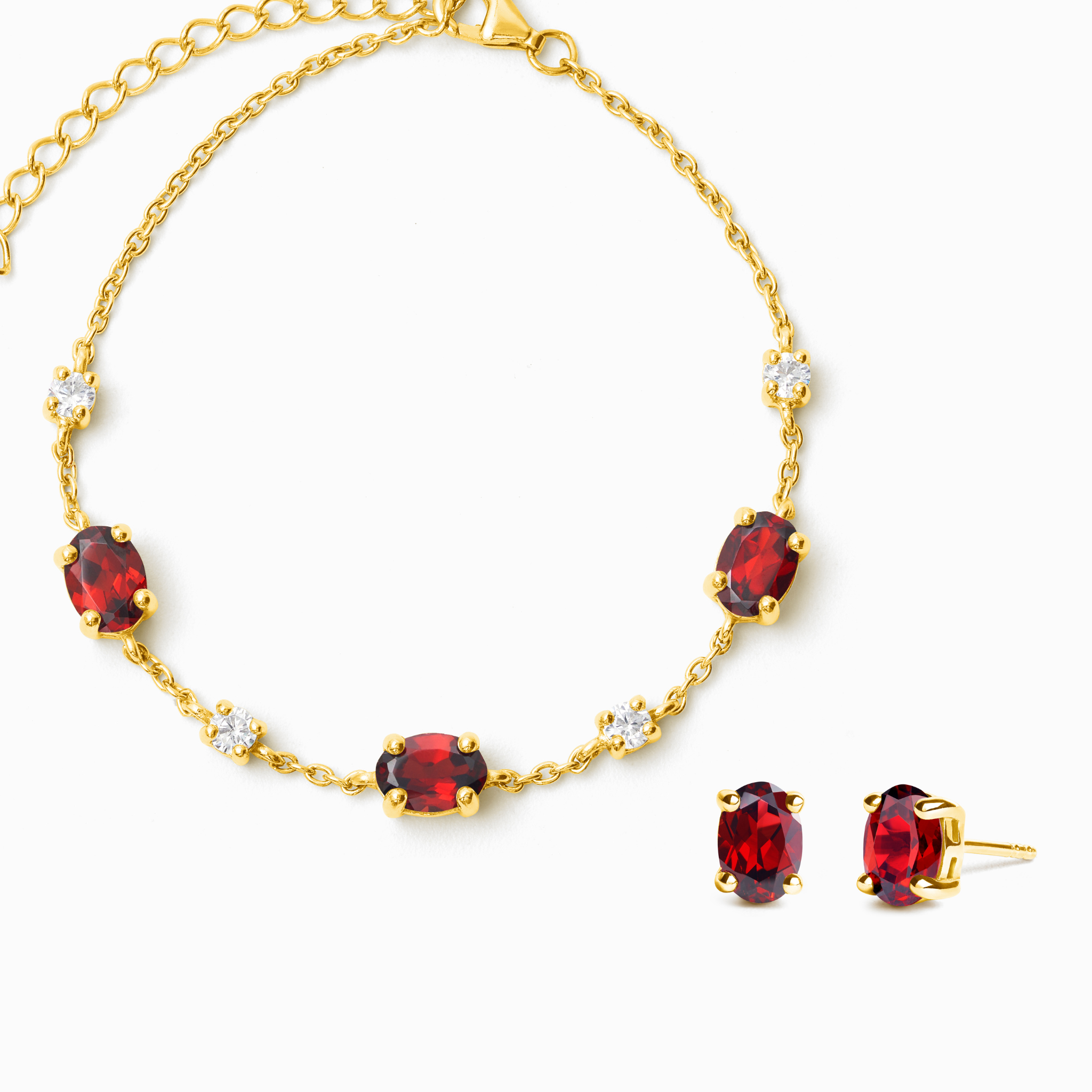 Mini Set 2 - Garnet Jewellery Set in 18k Gold Vermeil