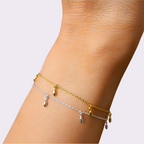Rice Grain Chain Yellow Gold Charm Bracelet