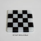 Glass Coasters – Handmade Chequered Design from Cornwall by David Perry Glass & Ceramics (10cm-chequered-soft-white-colour-coaster-oceanside-collection)