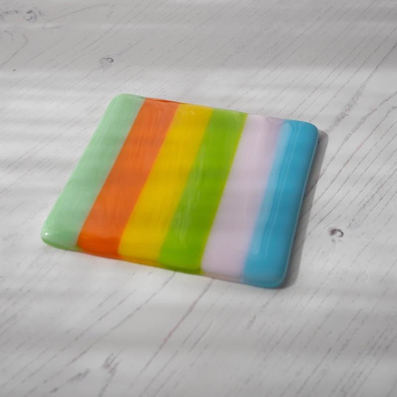 Summer Striped Bullseye Coaster 10cm | David Perry Glass & Ceramics by David Perry Glass & Ceramics (10cm-summer-striped-coaster-bullseye-collection)