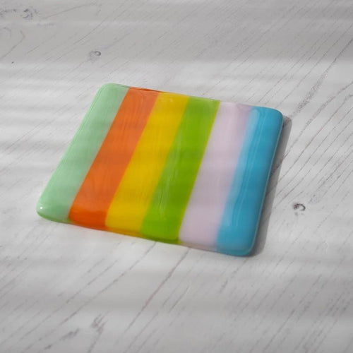 Summer Striped Bullseye Coaster 10cm | David Perry Glass & Ceramics by David Perry Glass & Ceramics (10cm-summer-striped-coaster-bullseye-collection)