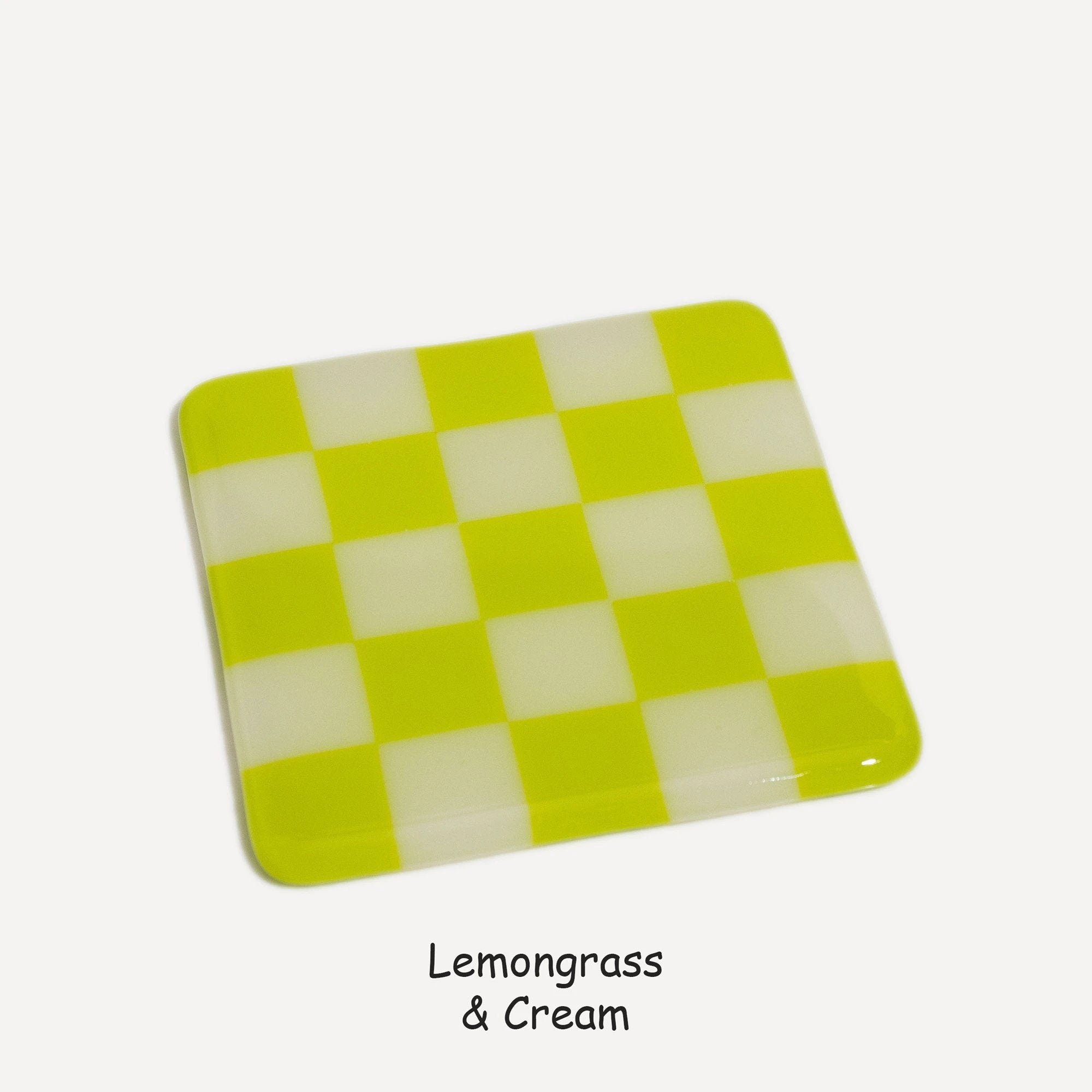 Fused Glass Coaster - Handcrafted Chequered Design from Cornwall by David Perry Glass & Ceramics (10cm-chequered-dual-colour-coaster-oceanside-collection)