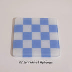Glass Coasters – Handmade Chequered Design from Cornwall by David Perry Glass & Ceramics (10cm-chequered-soft-white-colour-coaster-oceanside-collection)
