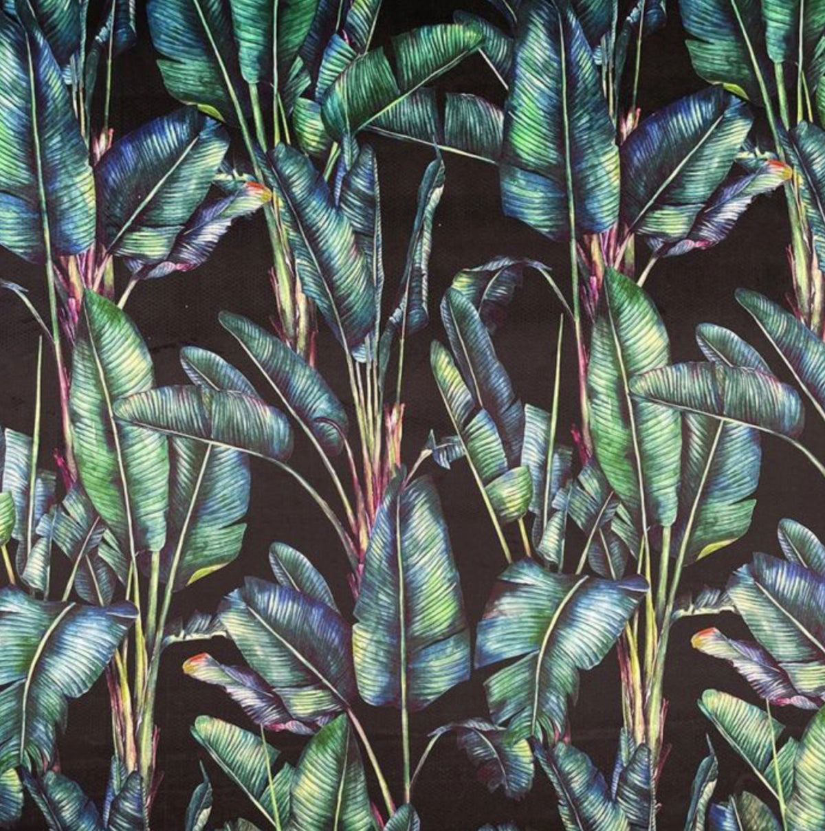 Black Leaves Velvet Lampshade | Extra Tall Cone Light Shade | Bespoke Handmade UK