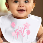 Personalised Pink It's a Girl Baby Grow, Vest or Bib with Name