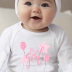 Personalised Pink It's a Girl Baby Grow, Vest or Bib with Name