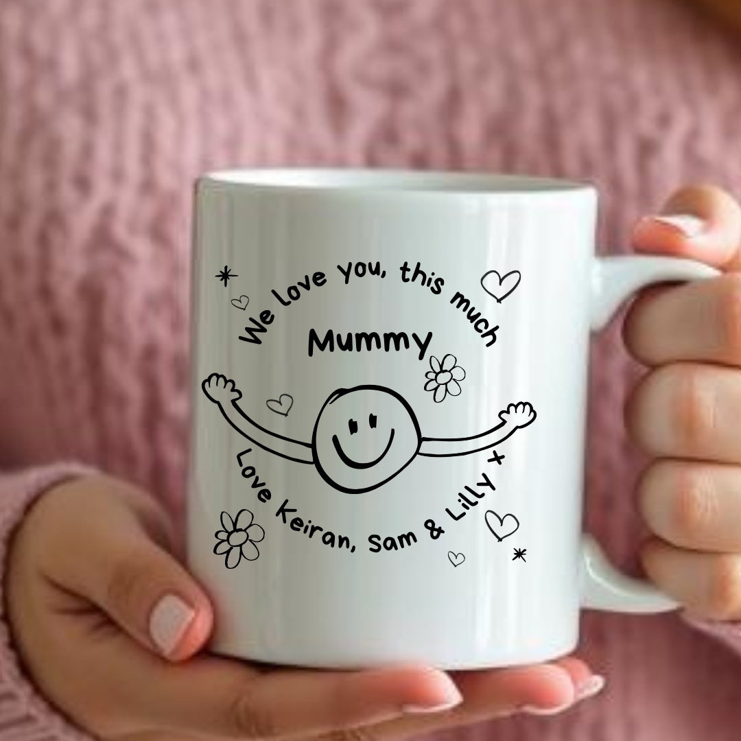 Personalised I Love You This Much Mug, Candle & Socks Gift Hamper | Birthday Gift