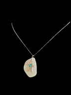 Gingerbread man on Frosted Sea-glass 925 necklace