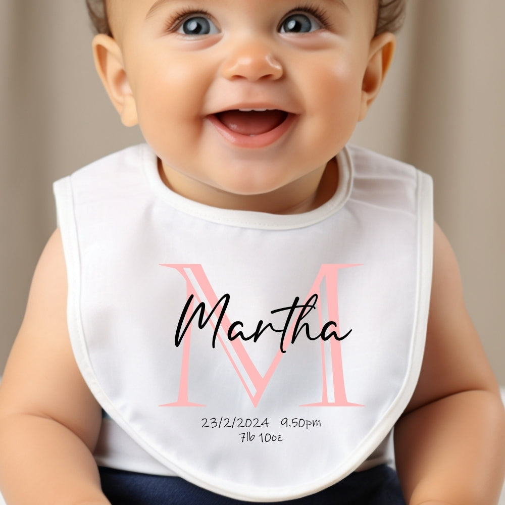 Personalised Pink Initial Baby Grow, Vest or Bib with Name