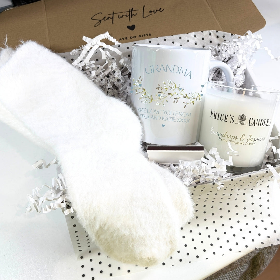 Personalised We Love You Mug, Candle & Socks Gift Hamper | Birthday Gift