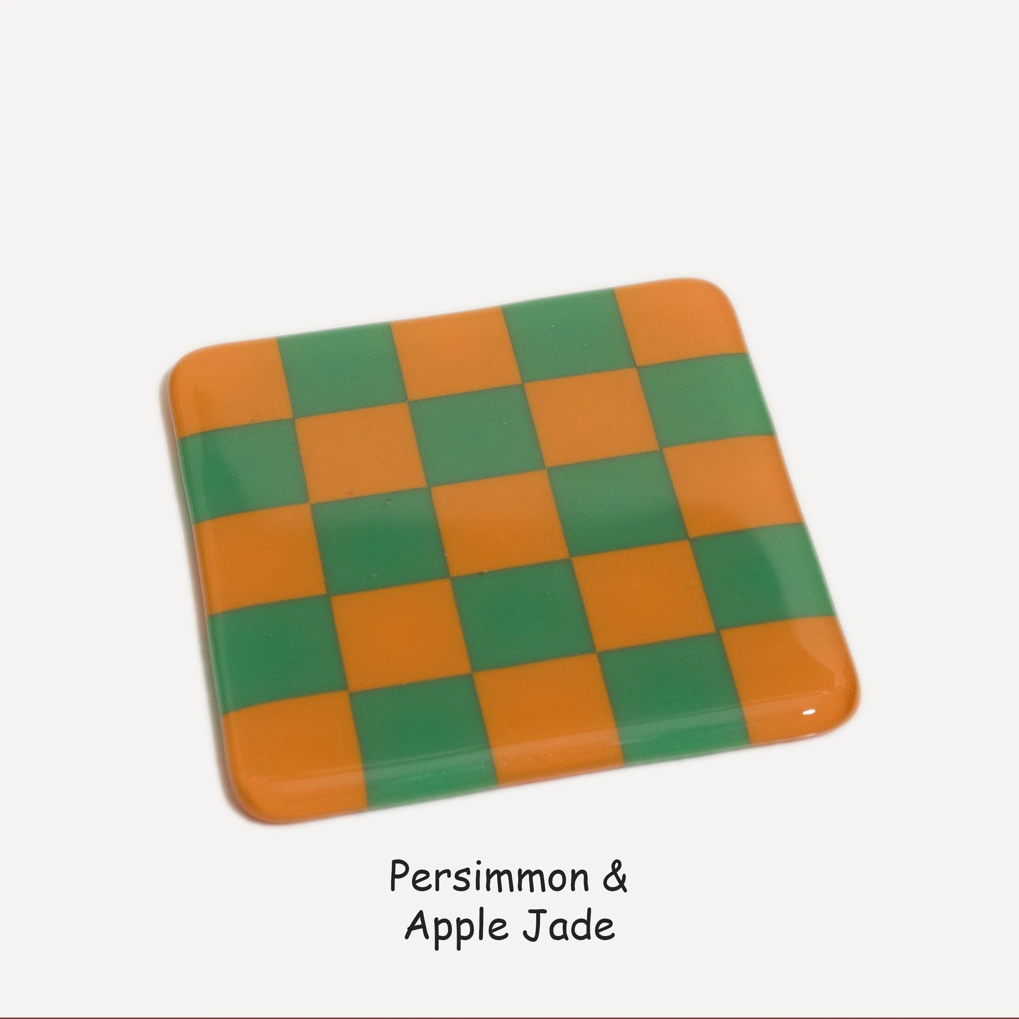 Fused Glass Coaster - Handcrafted Chequered Design from Cornwall by David Perry Glass & Ceramics (10cm-chequered-dual-colour-coaster-oceanside-collection)