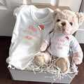 Personalised First Christmas Santa Hat Baby Gift Box - Teddy & Vest