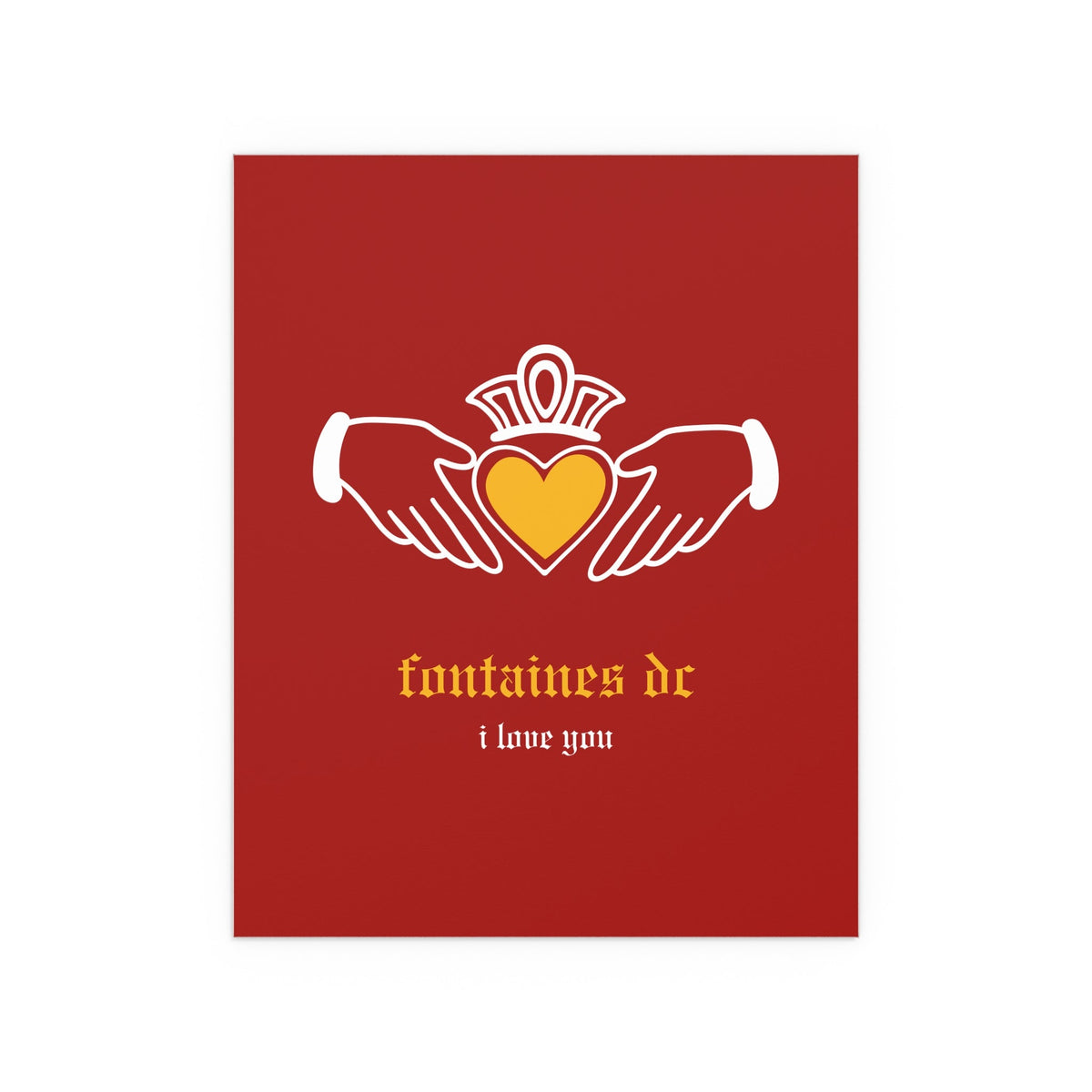 Fontaines DC - I Love You - Irish Claddagh (Red + Yellow)