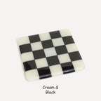 Fused Glass Coaster - Handcrafted Chequered Design from Cornwall by David Perry Glass & Ceramics (10cm-chequered-dual-colour-coaster-oceanside-collection)
