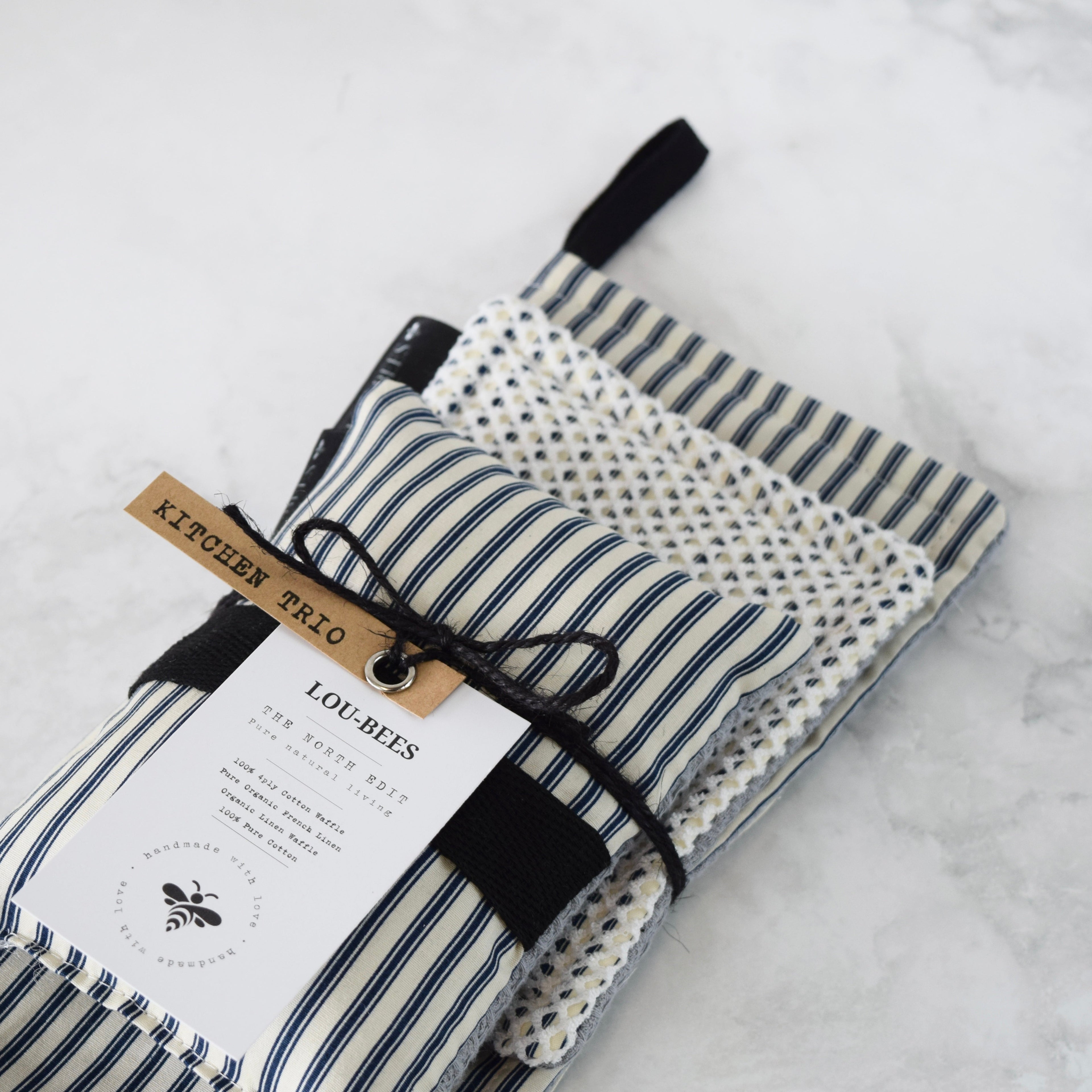 French Inspired Navy Stripe Kitchen Trio