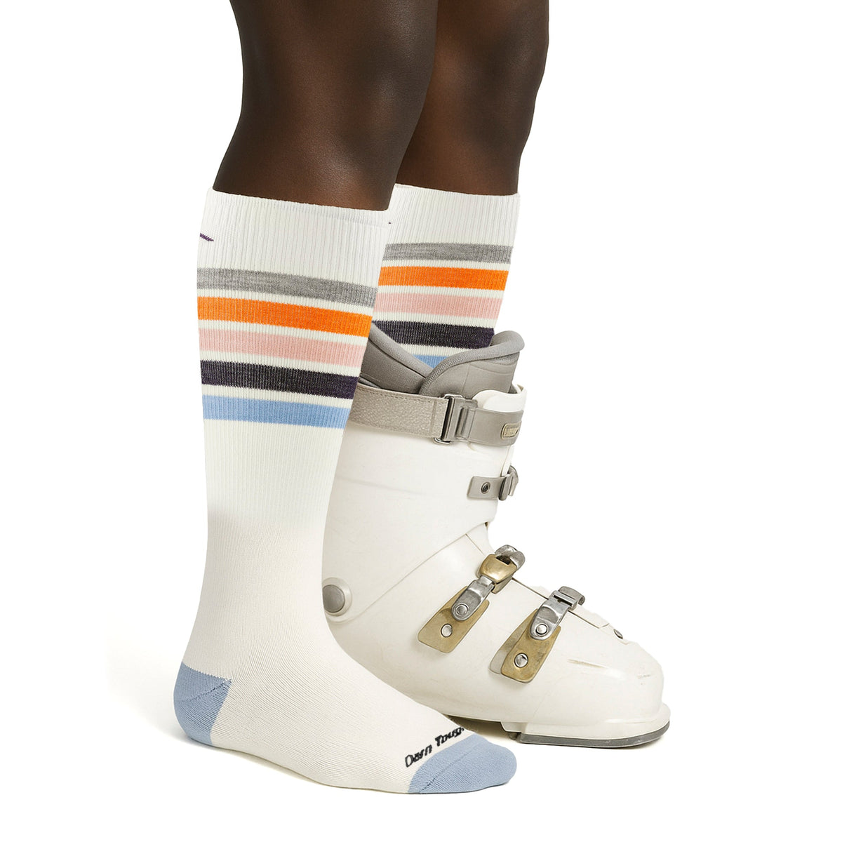 Ladies Over-the-Calf Midweight Ski Snowboard Striped Merino Wool Socks