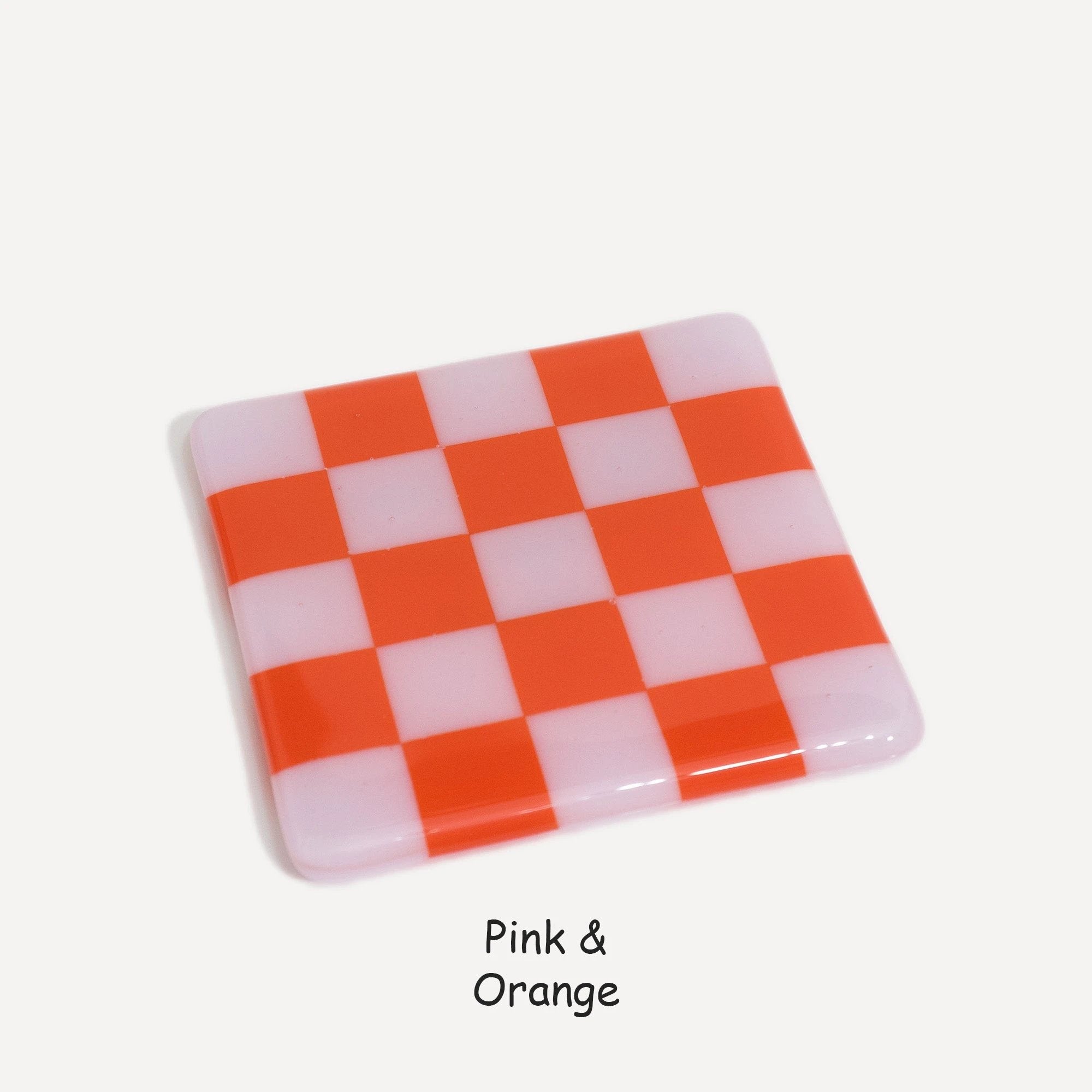 Fused Glass Coaster - Handcrafted Chequered Design from Cornwall by David Perry Glass & Ceramics (10cm-chequered-dual-colour-coaster-oceanside-collection)
