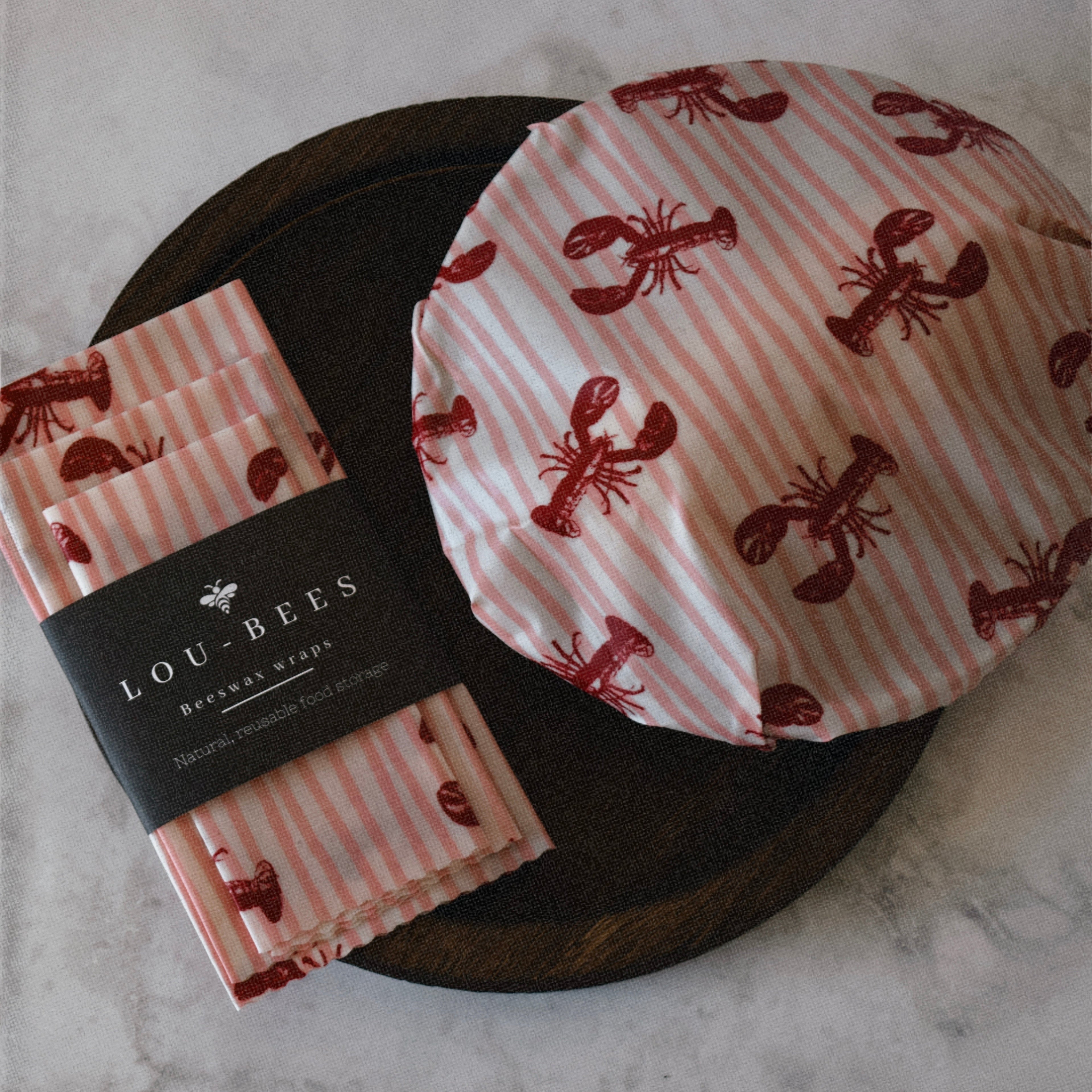 Lobster Beeswax Wraps – Reusable Food Wrap Set (3 Pack)